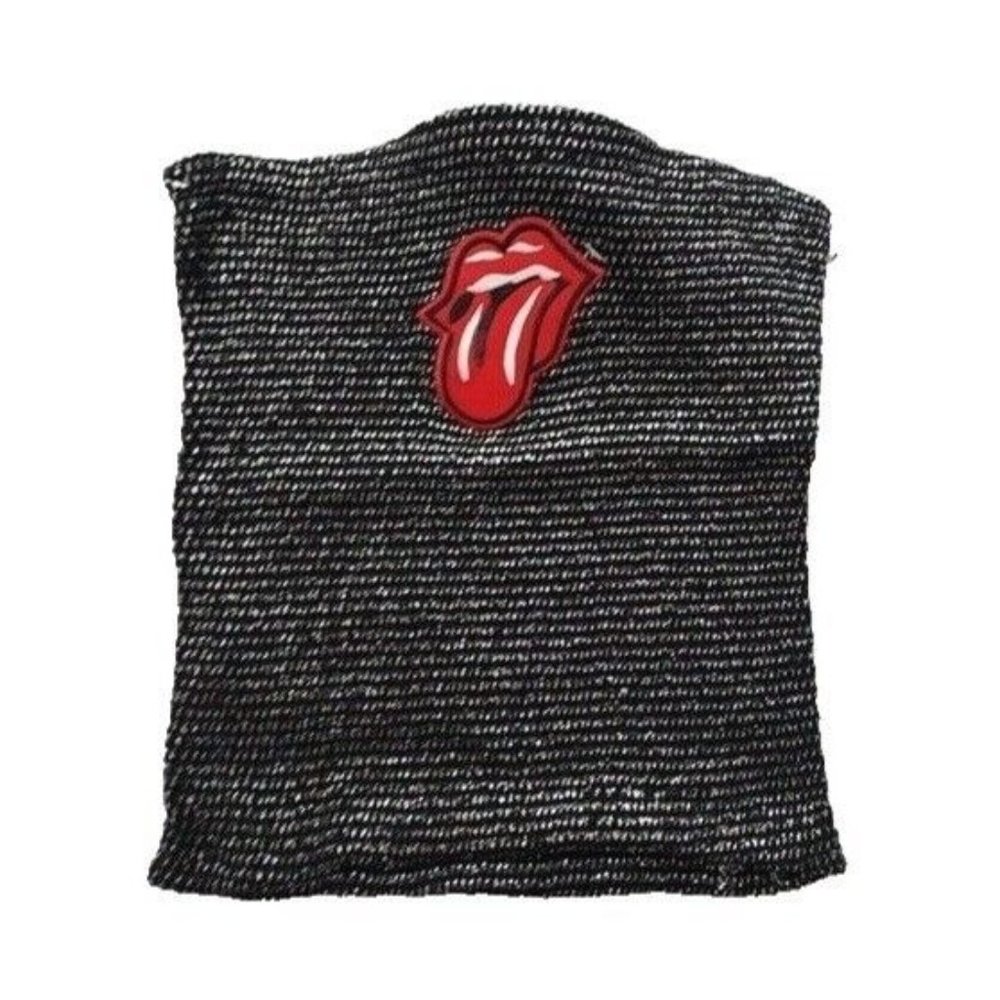 Vintage In Vitro Corp Rolling Stones Tube Top, Silver & Black, One Size